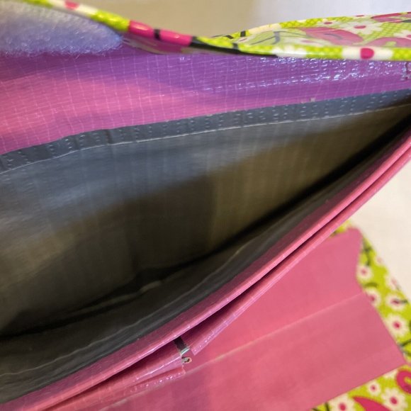 Clutch Duct Tape Wallet Green Pink Flamingo Pattern 7.5" x 4" Pocketbook Pouch - Picture 9 of 11